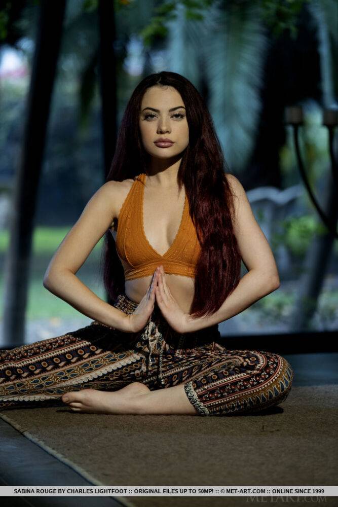Skinny girl Sabina Rouge gets totally naked after meditating - #2