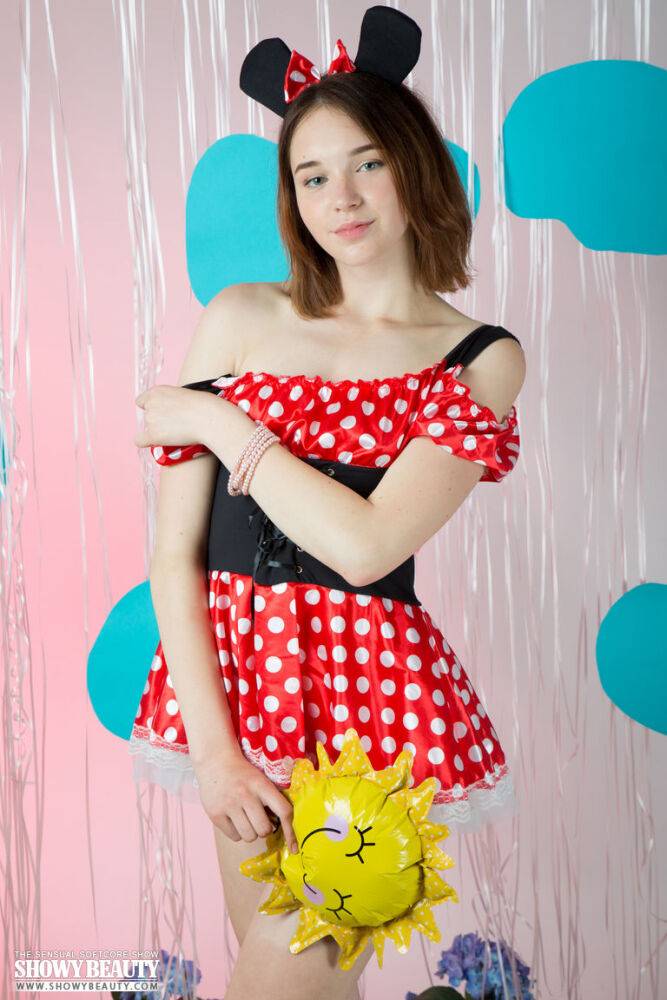 Petite young girl poses in the nude wearing Minnie Mouse ears only - #6