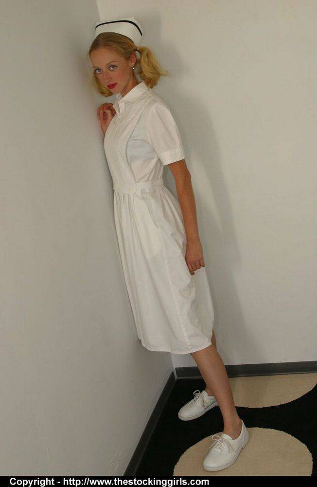 Amateur model frees her firm tits and twat from vintage nursing attire - #5
