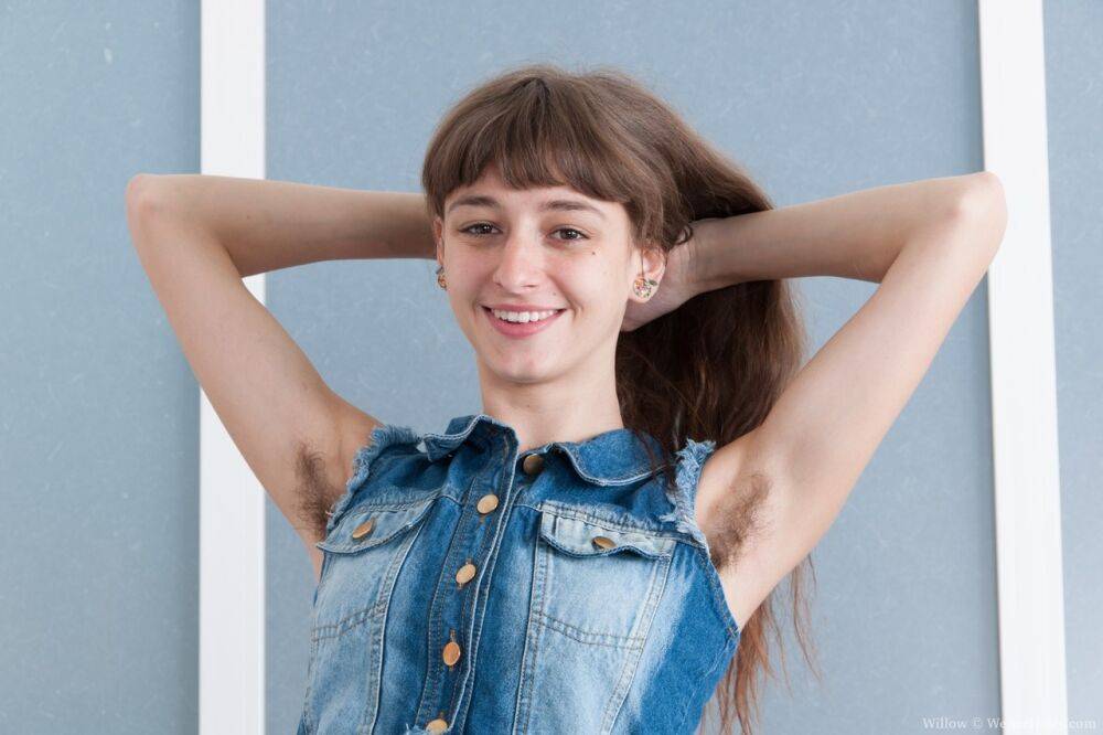 Thin teen girl undresses to put her unshaven body on display - #10