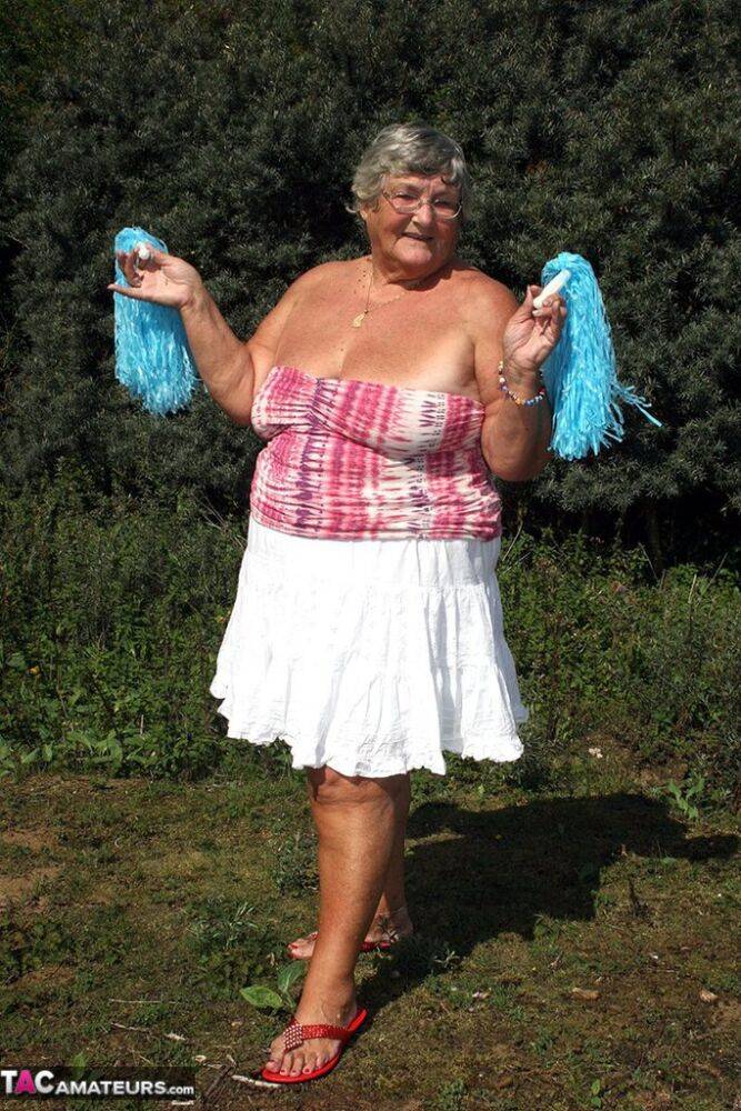 Fat British nan Grandma Libby strips down to her sandals while in the outdoors - #13