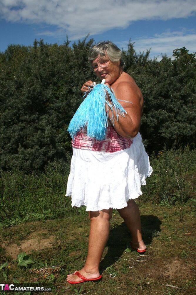 Fat British nan Grandma Libby strips down to her sandals while in the outdoors - #16