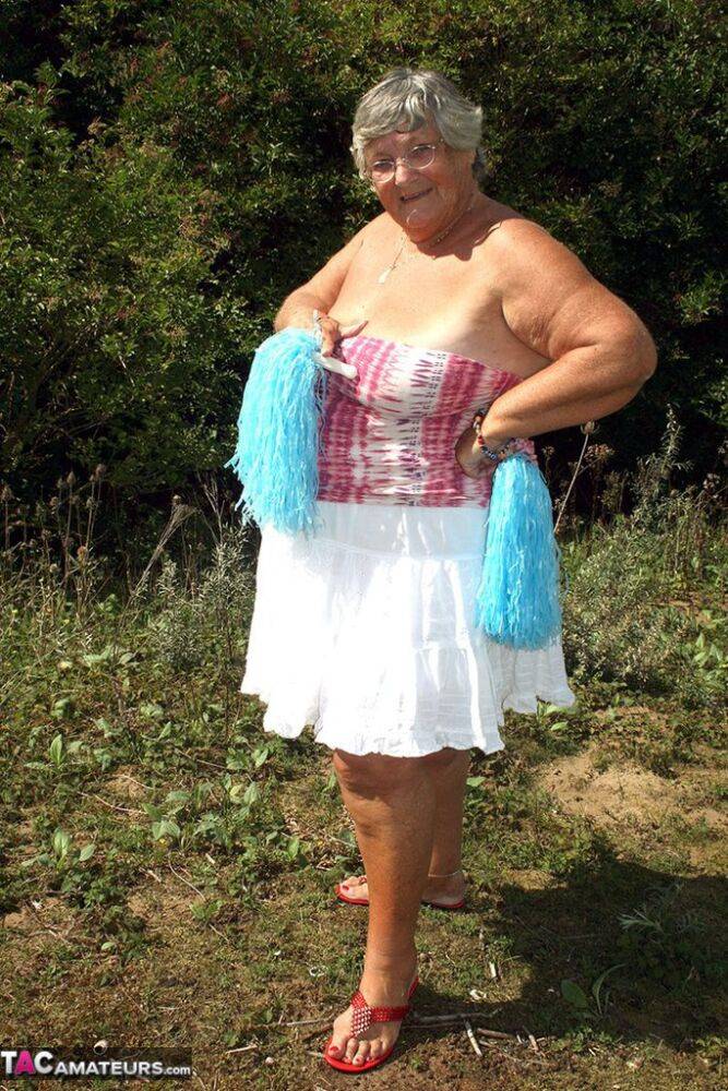 Fat British nan Grandma Libby strips down to her sandals while in the outdoors - #15