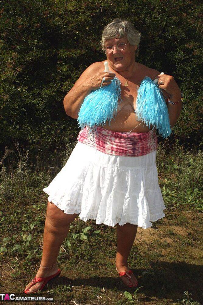 Fat British nan Grandma Libby strips down to her sandals while in the outdoors - #10