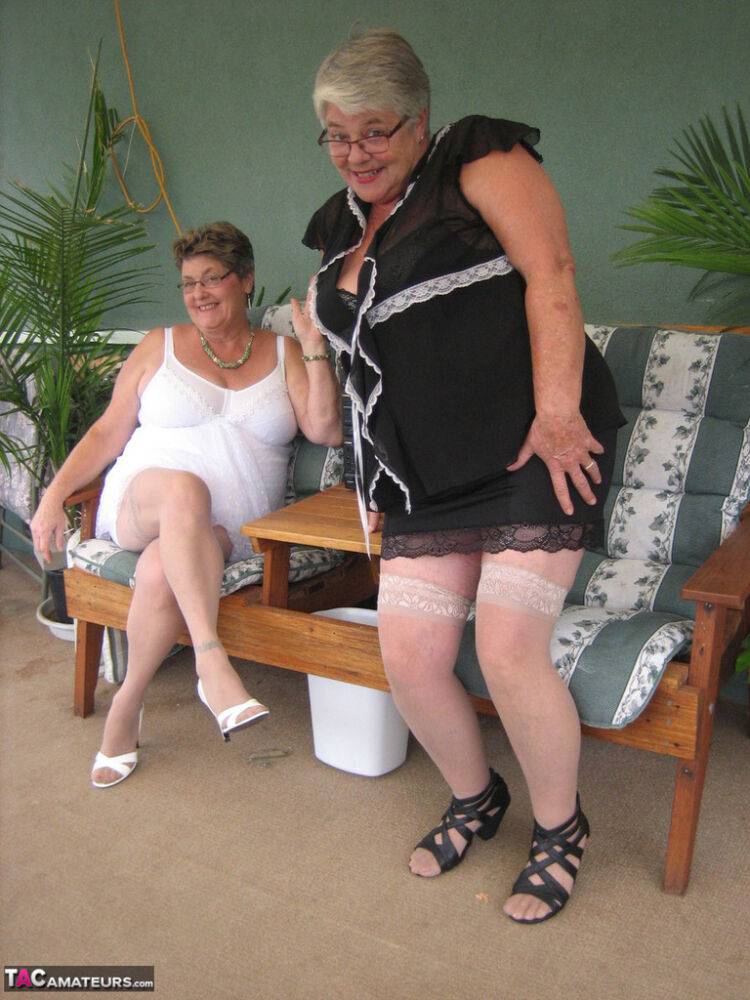 Fat old women Girdle Goddess & Grandma Libby hold their boobs after dildo play - #7