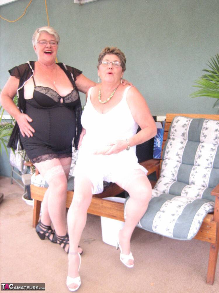 Fat old women Girdle Goddess & Grandma Libby hold their boobs after dildo play - #8