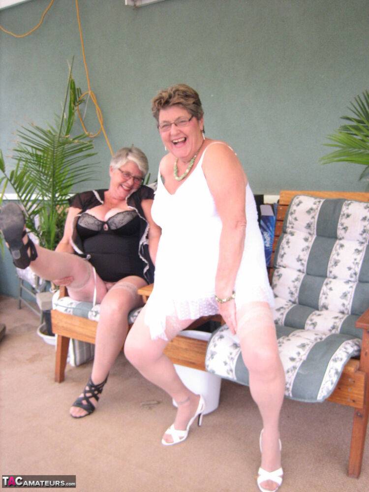 Fat old women Girdle Goddess & Grandma Libby hold their boobs after dildo play - #4