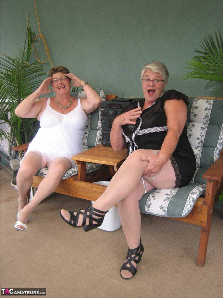 Fat old women Girdle Goddess & Grandma Libby hold their boobs after dildo play - #5