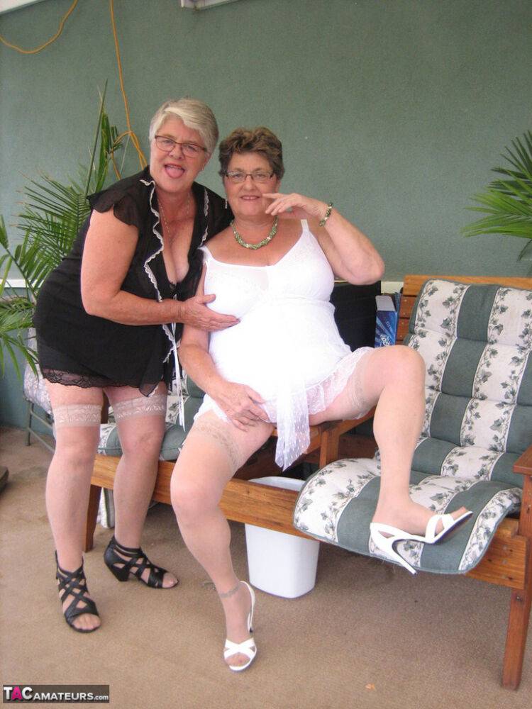 Fat old women Girdle Goddess & Grandma Libby hold their boobs after dildo play - #9