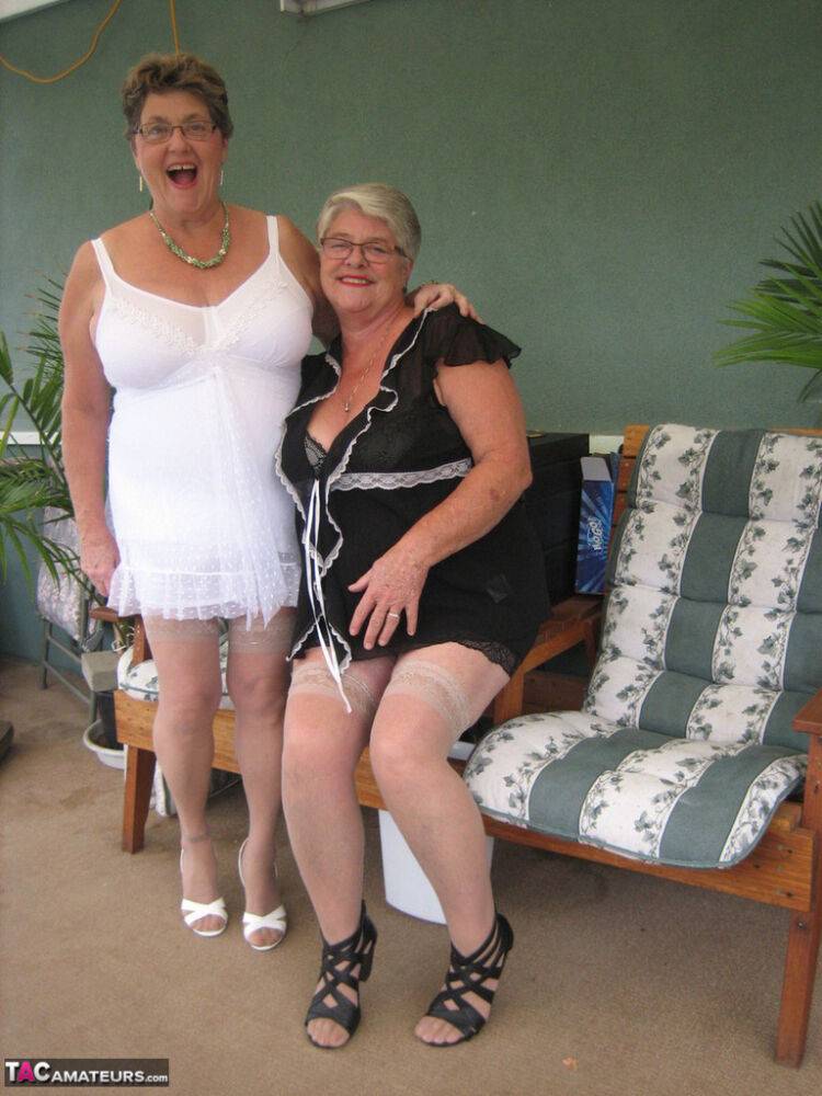Fat old women Girdle Goddess & Grandma Libby hold their boobs after dildo play - #3