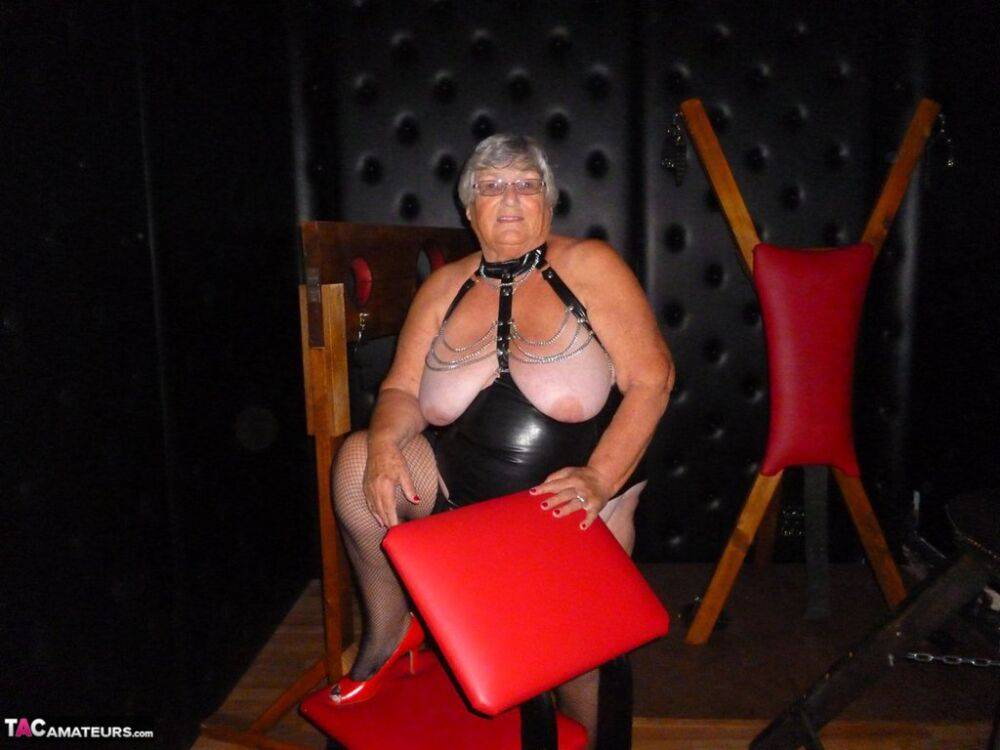 Old BBW Grandma Libby finds herself in stocks while in a dungeon - #9