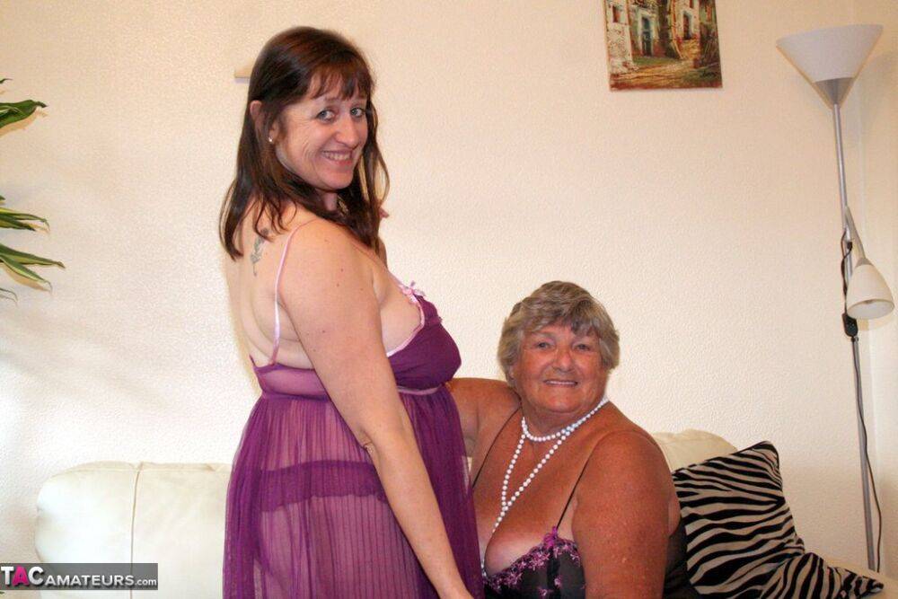Obese British nan Grandma Libby engages in lesbian acts with a fat woman - #13