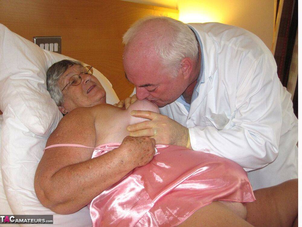 Obese nan Grandma Libby has sexual relations with her old doctor on her bed - #7