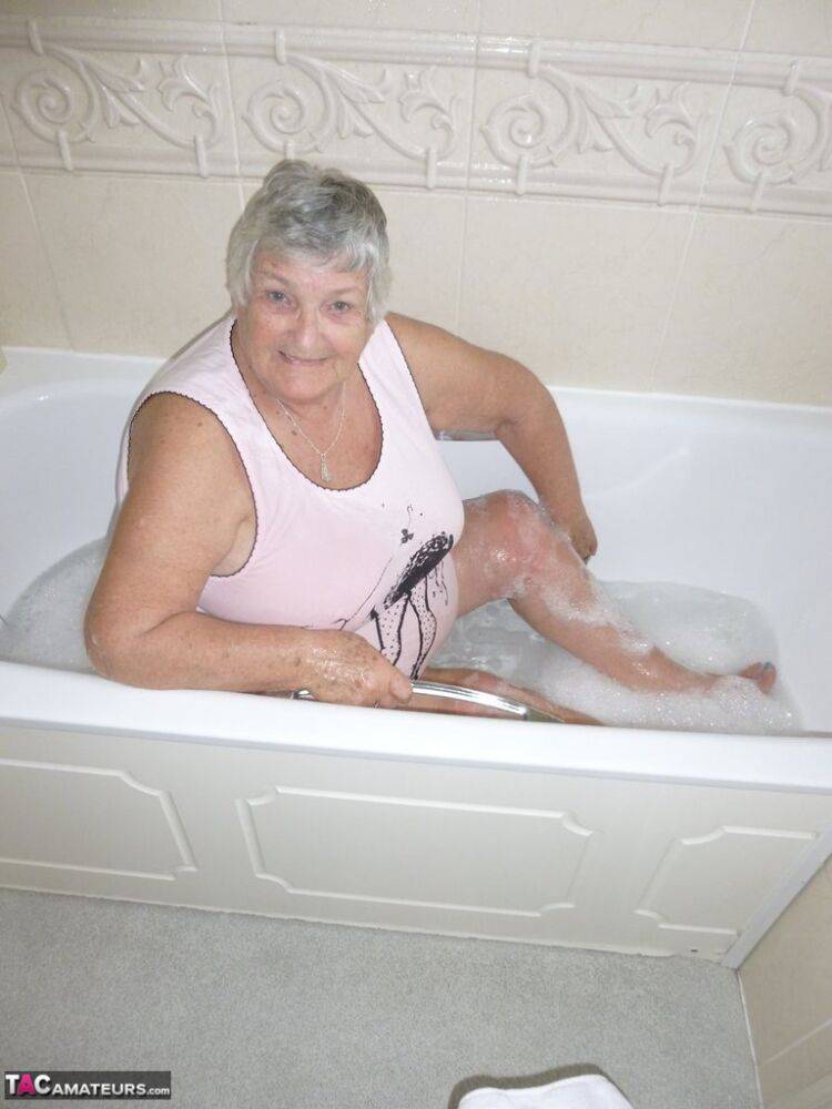 Old British fatty Grandma Libby gets naked while taking a bath - #14