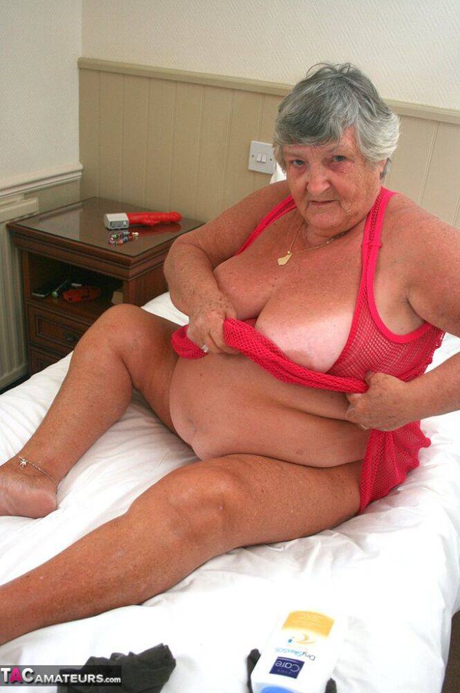 Obese senior citizen Grandma Libby gets naked before masturbating with a toy - #1