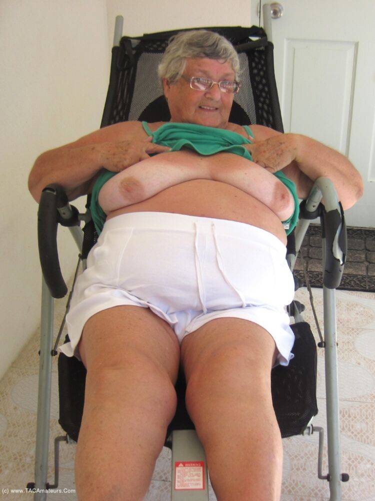 Obese British woman Grandma Libby gets completely naked on exercise equipment - #8