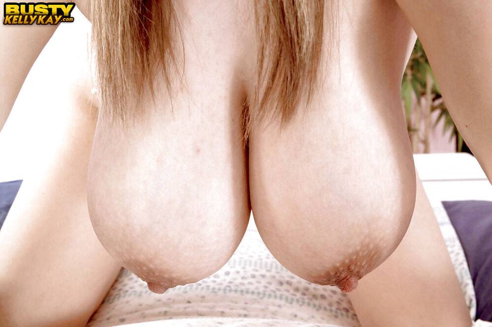 Busty blonde babe Kelly Kay fondling huge saggy pornstar tits and nipples - #6