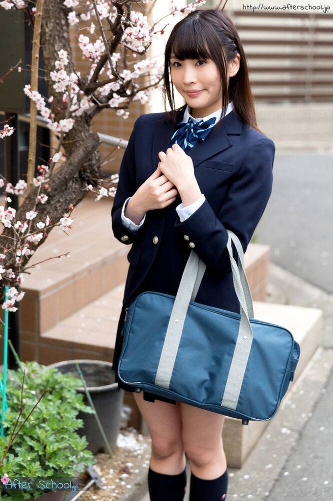 Japanese schoolgirl peels off her white cotton underwear in the classroom - #5