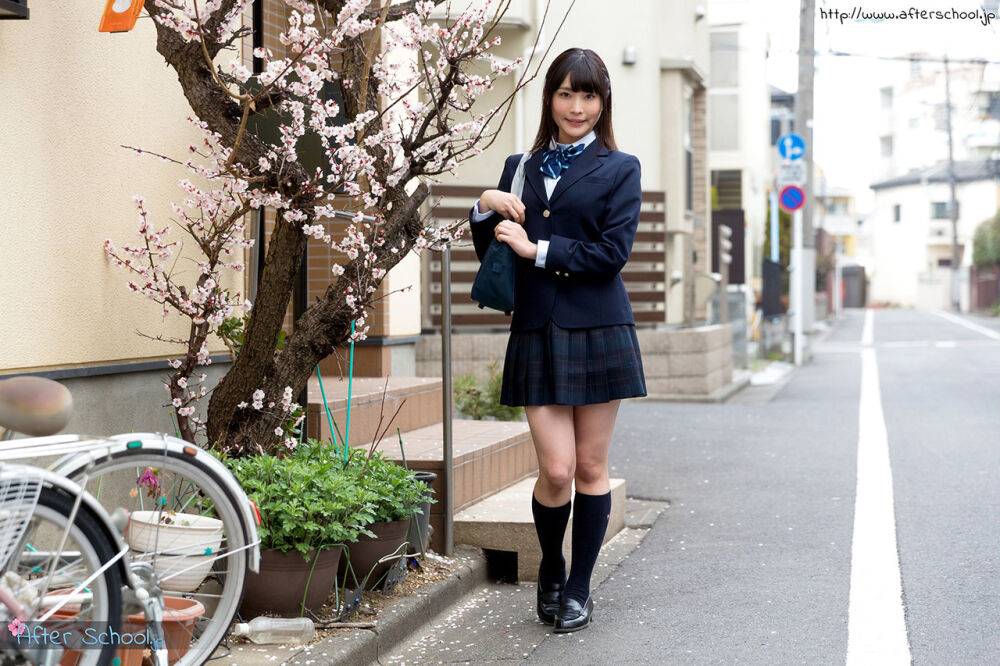 Japanese schoolgirl peels off her white cotton underwear in the classroom - #4