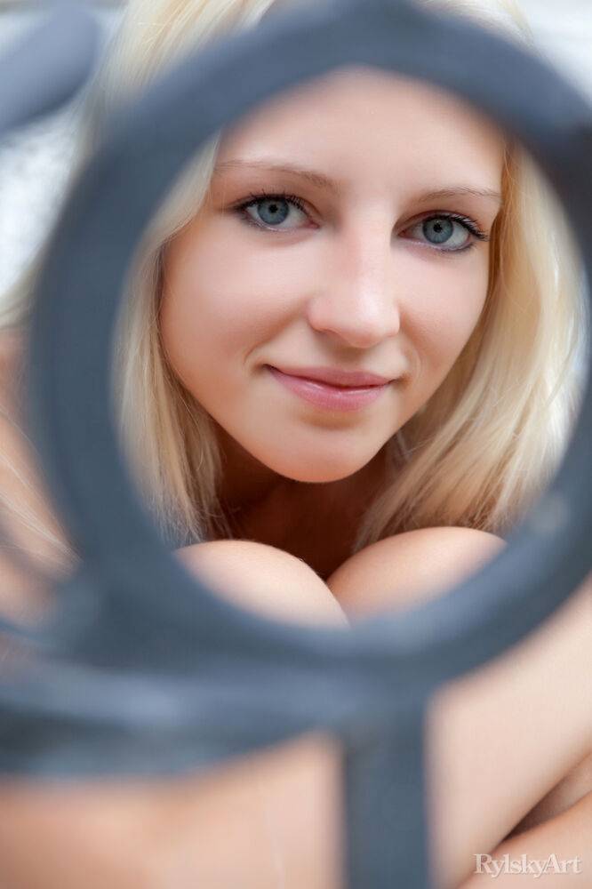Innocent blonde teen from Estonia frees her girl parts from her white dress - #13