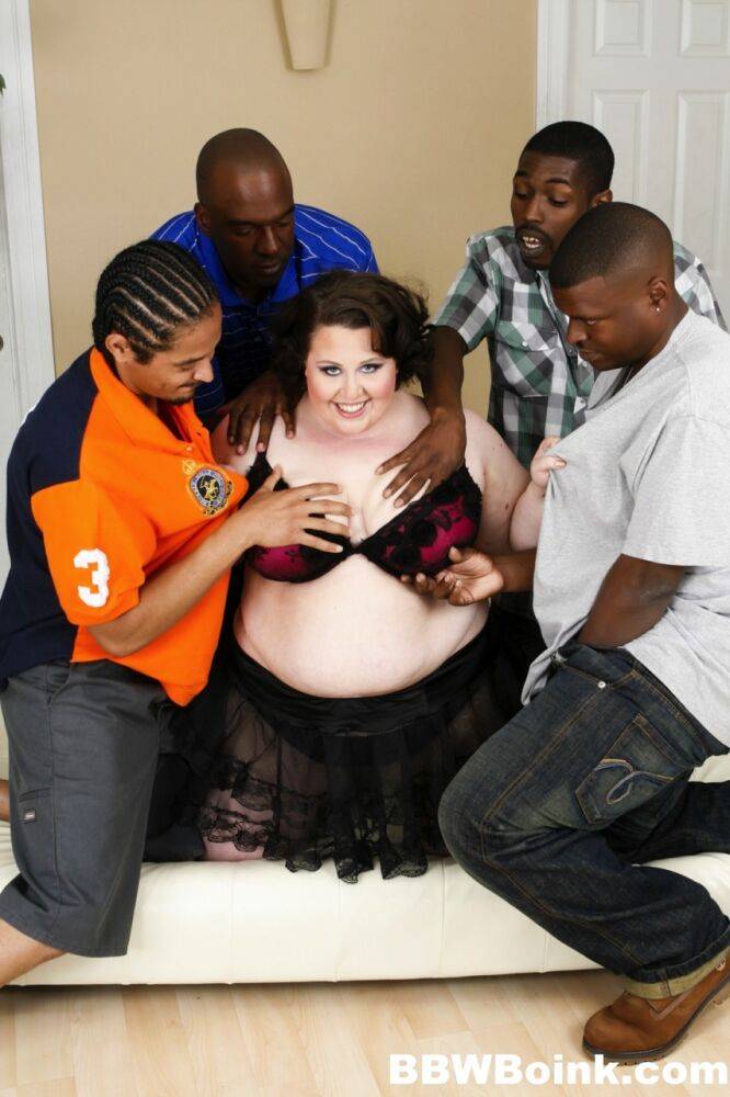 Obese white woman gets gangbanged by a bunch of black studs - #2