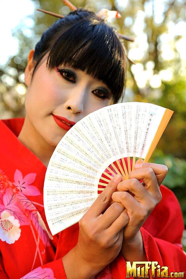 Japanese Geisha pleasures a white man she just met in a public park - #3