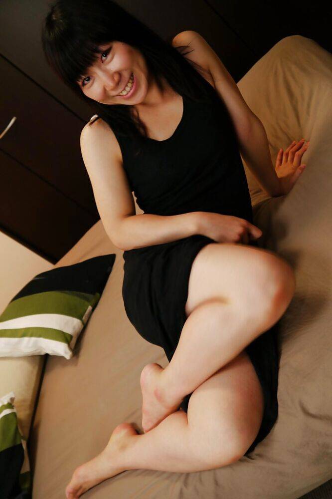 Asian mommy Aiko Kurita posing solo in white panties and skirt - #15
