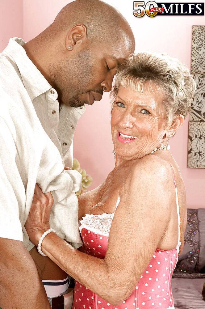 Heated granny in white stockings Sandra Ann screwed with a big black cock - #12