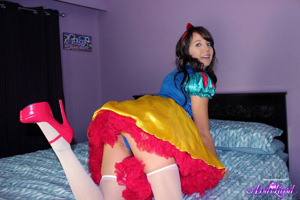 Brunette amateur Andi Land exposes herself while wearing a Snow White outfit - #8