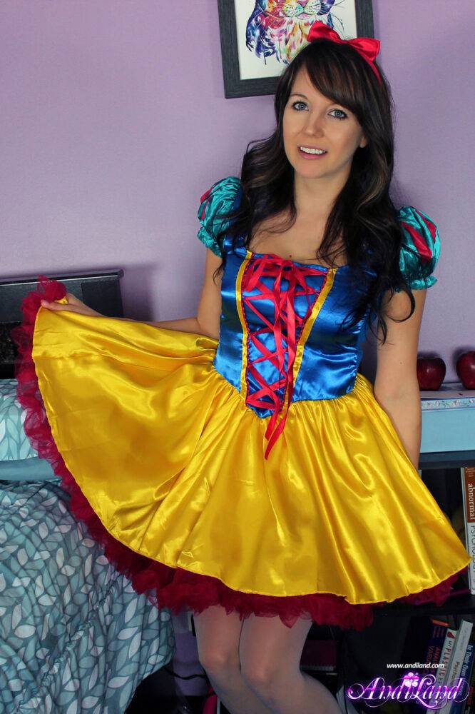 Brunette amateur Andi Land exposes herself while wearing a Snow White outfit - #10