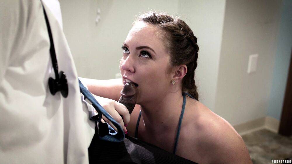 White teen Maddy O'Reilly gets choked by her black doctor as he bangs her - #1