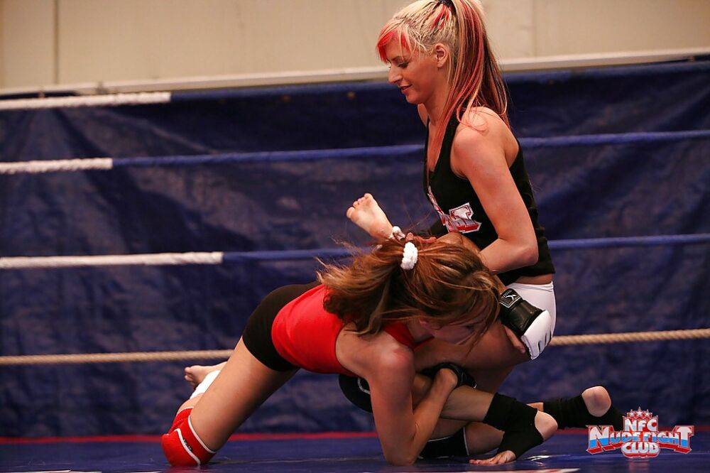 Sporty lesbian chicks have some non nude catfight fun in the ring - #5