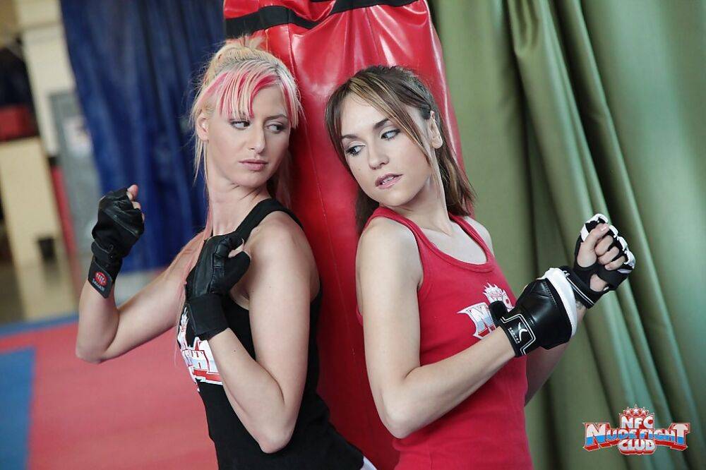 Sporty lesbian chicks have some non nude catfight fun in the ring - #10