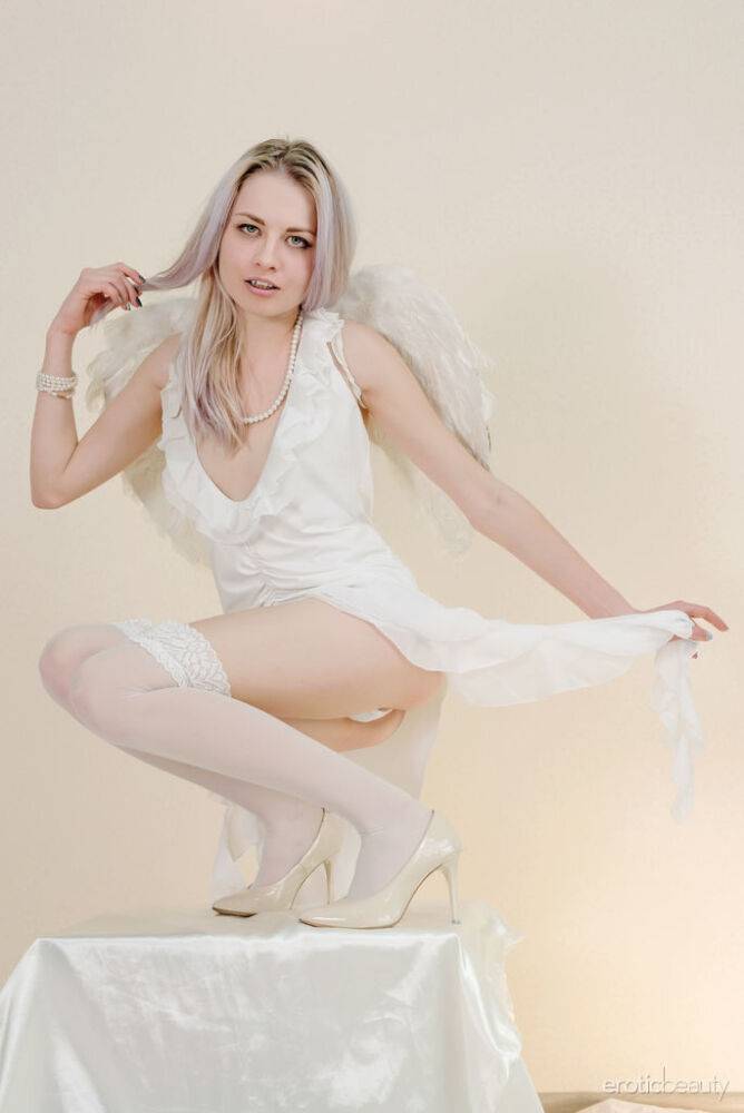 Egida looks so hot in her white angel costume and even more when she undresses - #10