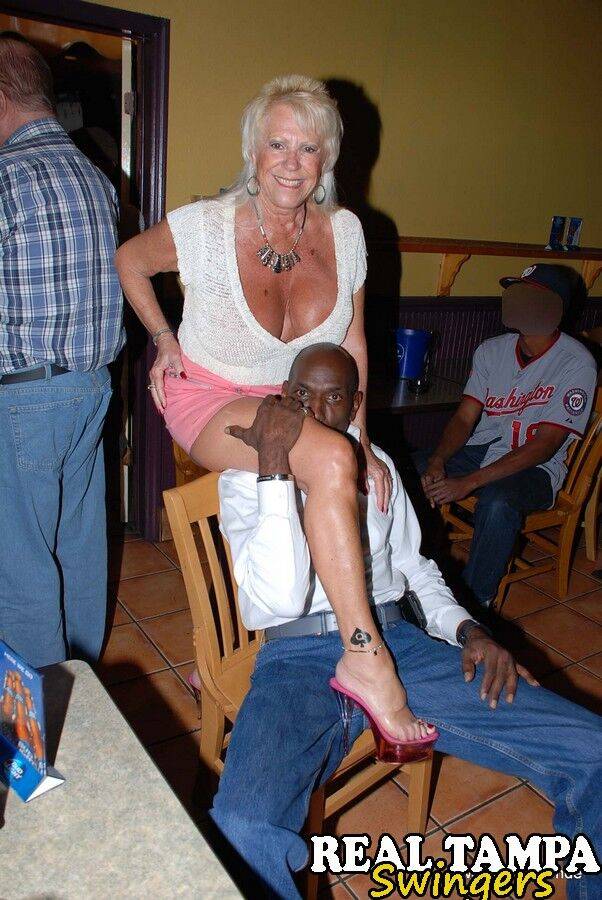 Swinging older ladies seduce black men in short skirts with no panties - #14