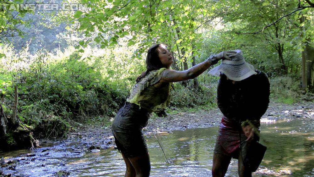 European fetish ladies have some messy fully clothed fun outdoor - #7