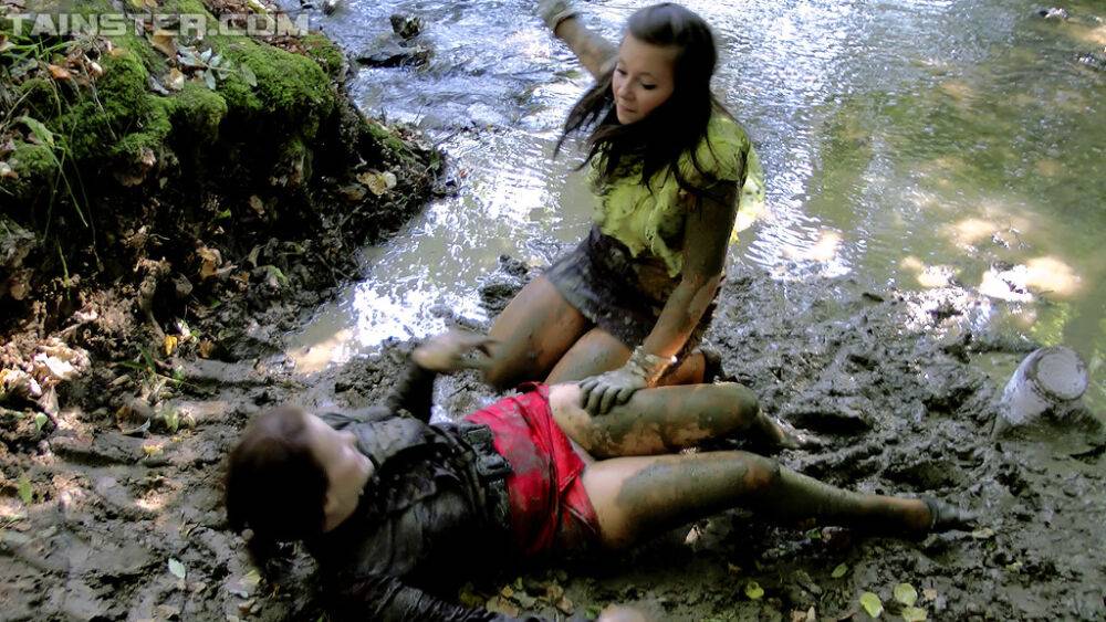 European fetish ladies have some messy fully clothed fun outdoor - #10