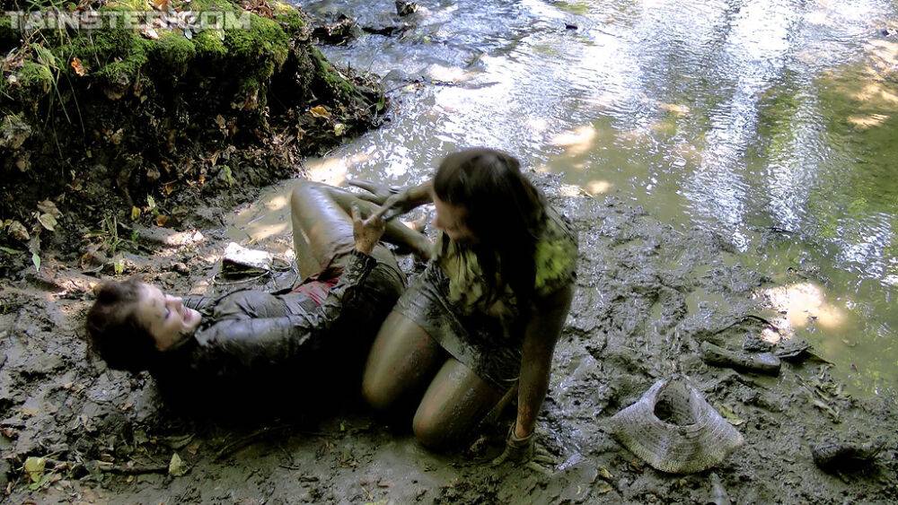 European fetish ladies have some messy fully clothed fun outdoor - #5