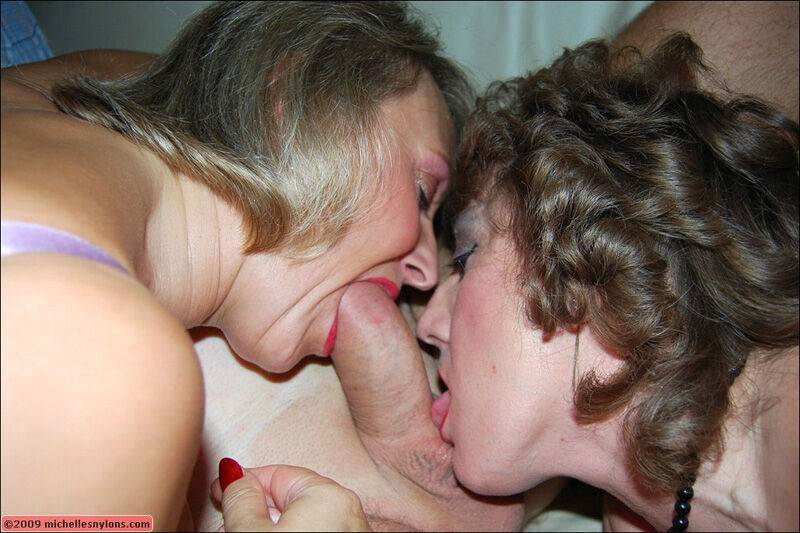 Classy mature lesbian ladies first amuse themselves and then please a well hung stud in this fantastic groupsex action. - #6