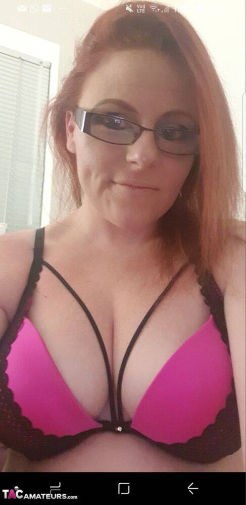 Amateur model displays her big tits and snatch with her glasses on - #12