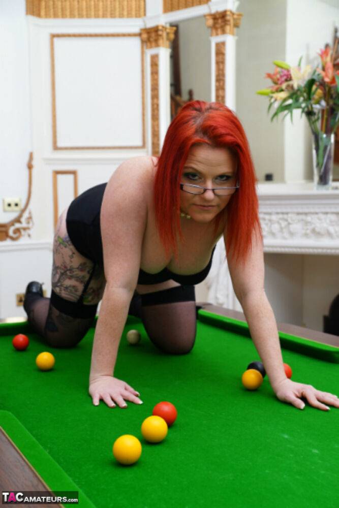 Amateur chicks get ready for their first lesbian kiss on a pool table - #10