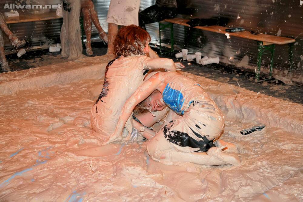 Flirtatious european fetish ladies have some fun fighting in the mud - #8