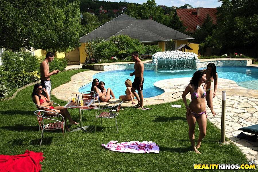 Horny hotties giving blowjobs and fucking hardcore at the pool party - #9