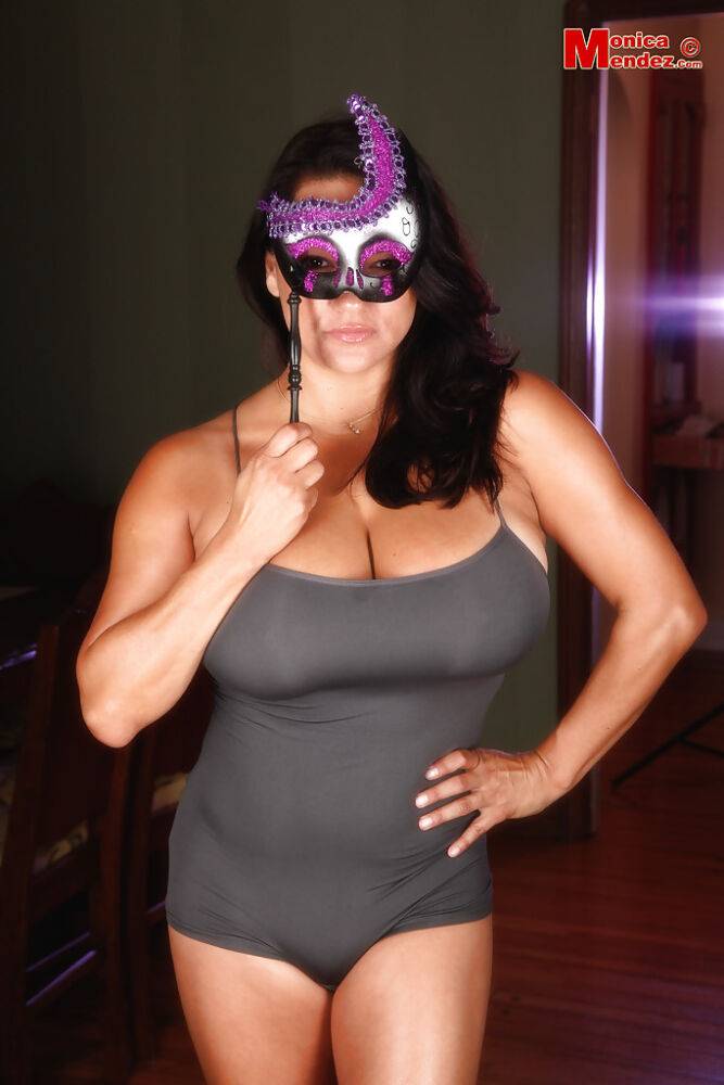 Latina solo girl Monica Mendez letting big pornstar tits free - #11