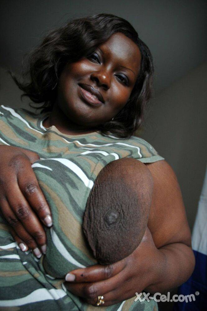 Fat black woman Mariana Kodjo showing off her extra-large natural tits - #3