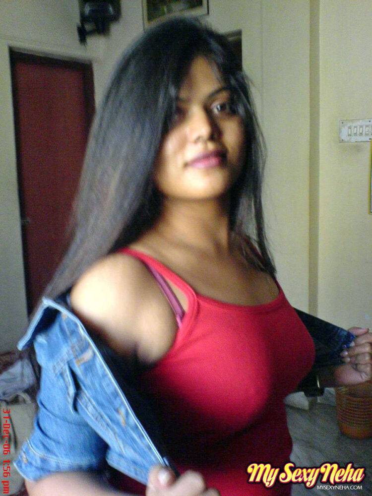 Indian chick Neha uncovers her natural tits during solo action - #2