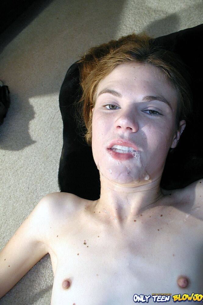 Skinny Melissa Ashley lets her stepson cum in her mouth while masturbating - #20