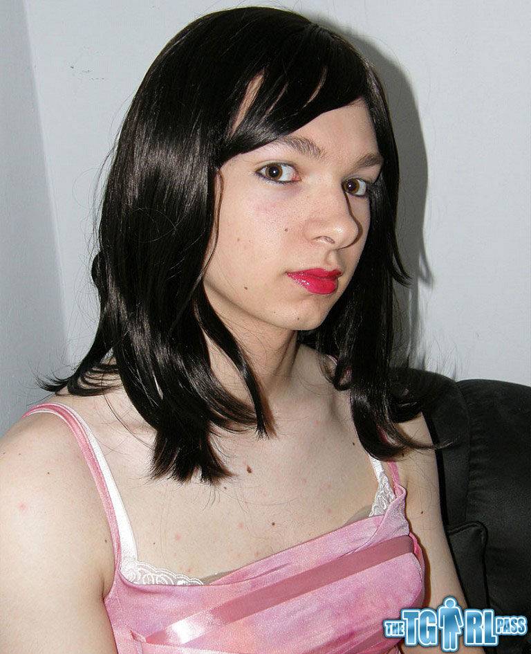 Petite TGirl showing off that slender body of hers in a pink dress - #3