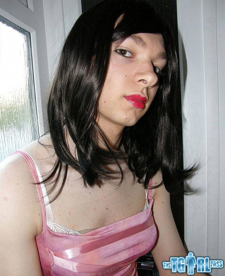 Petite TGirl showing off that slender body of hers in a pink dress - #10