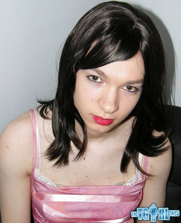 Petite TGirl showing off that slender body of hers in a pink dress - #4
